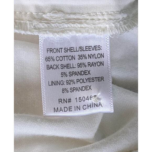 Market & Spruce Lace Overlay Short Sleeve Top Medium White Blue Boho Embroidered - Picture 10 of 10